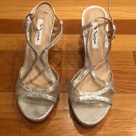 2 inch silver strappy heels